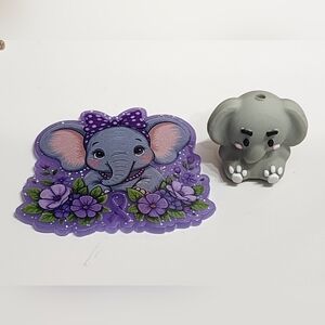Flatback Elephant Acrylic Bead‎ Bow Crafts Badge Keychain Hair Clip Bag Magnet